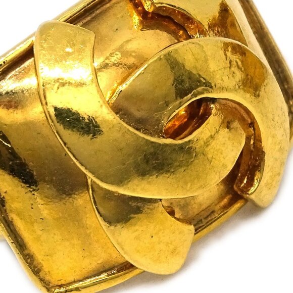 Chanel CC Square Earrings Clip-On Gold 95P - Picture 2 of 4
